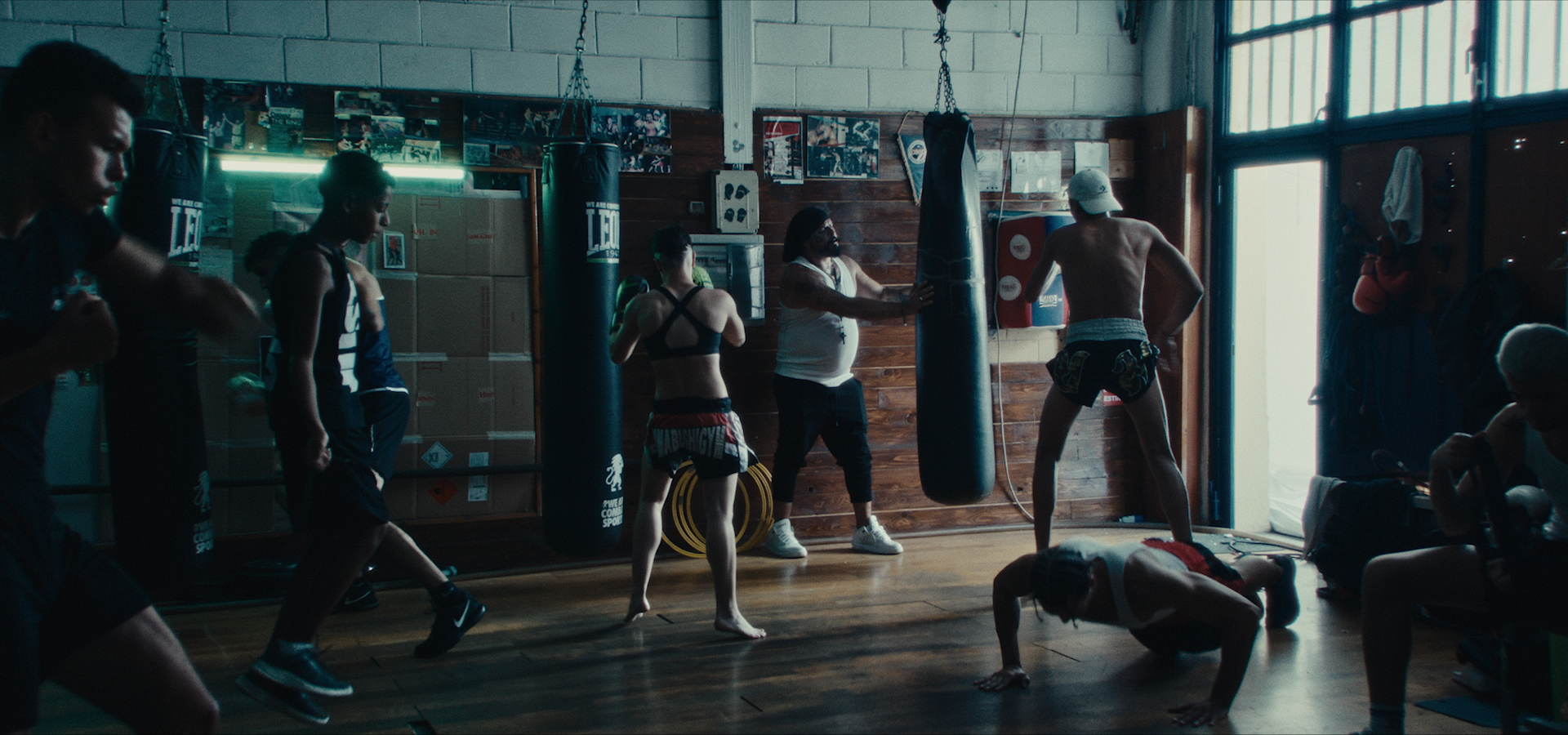 Boxers training in a gym in cool daylight